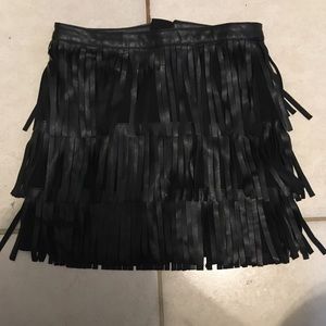 Fringe Leather Skirt